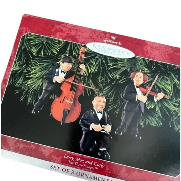 Vintage Hallmark Keepsake "Larry,Moe,Curly" 3 Stooges 3 Ornament Set - Picture 3 of 5